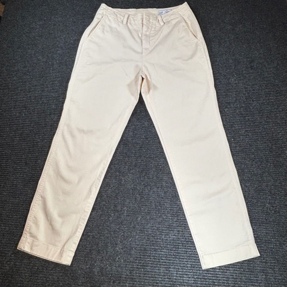 Gap Downtown Khaki Pants Womens 10 Cream Garment Dyed Straight Leg Chino 54023